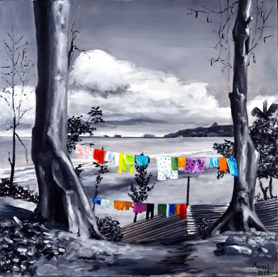 08 Linge entre deux arbres
